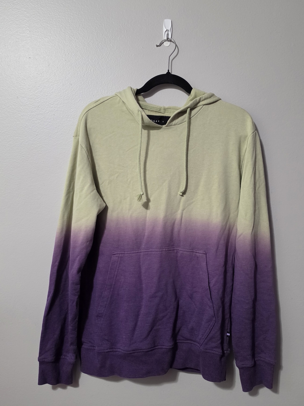 Men's Ombré Crewneck Hoodie in Pale Green and Purple